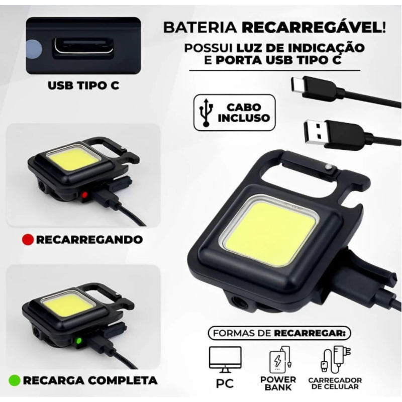 Mini Lanterna Led 4, Chaveiro e abridor de garrafa