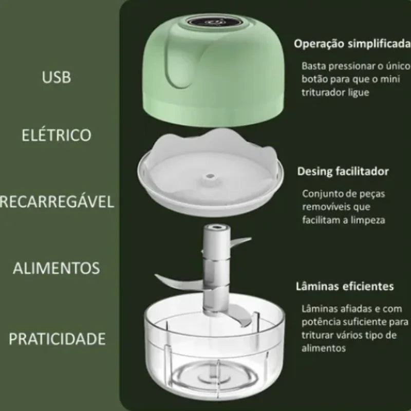 Mini Processador Elétrico de Alimentos Portátil bivolt