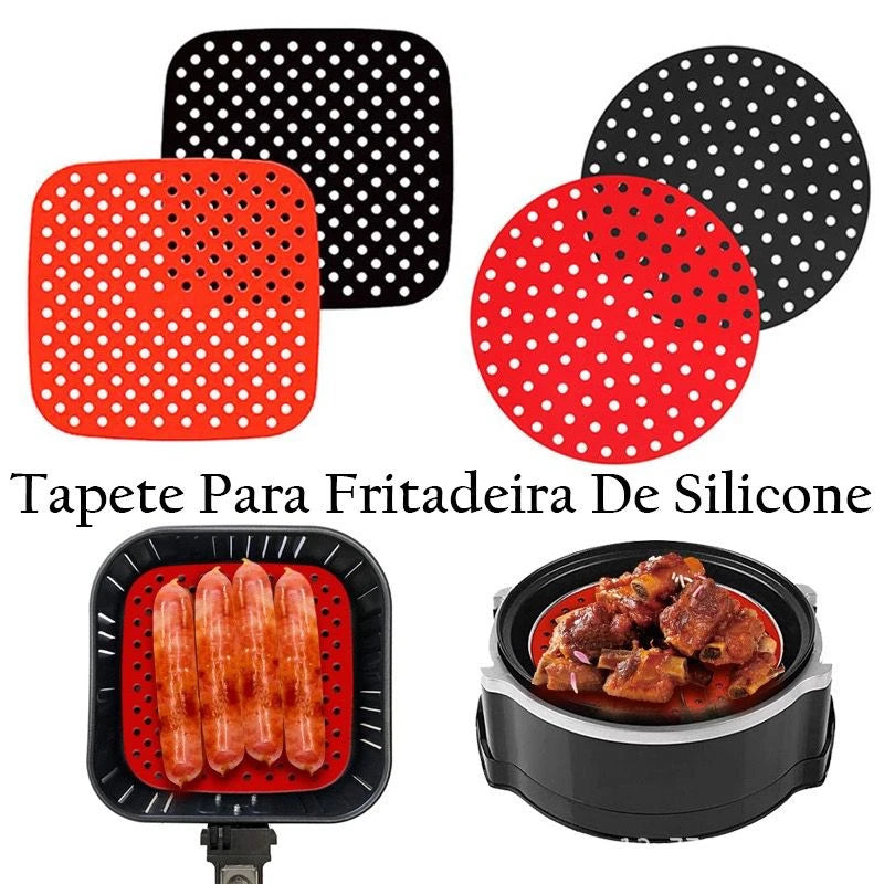 Tapete Protetor Silicone Para Air Fryer Fritadeira Universal - Quadrado/ Redondo