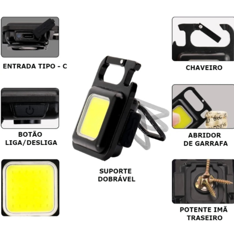 Mini Lanterna Led 4, Chaveiro e abridor de garrafa