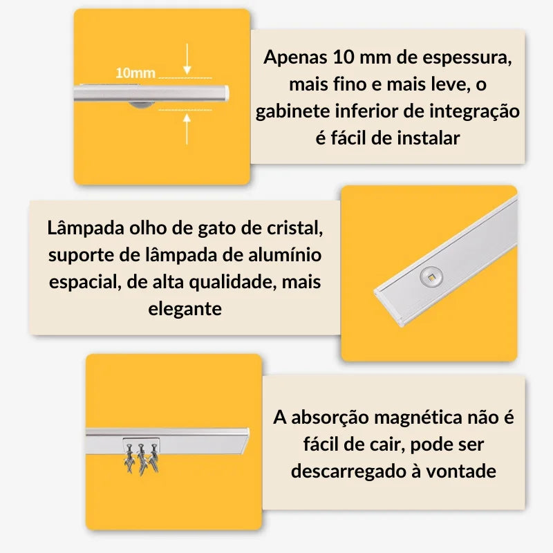 Lâmpada de Led Magnética Com Sensor de Movimento Fácil Instalaçã