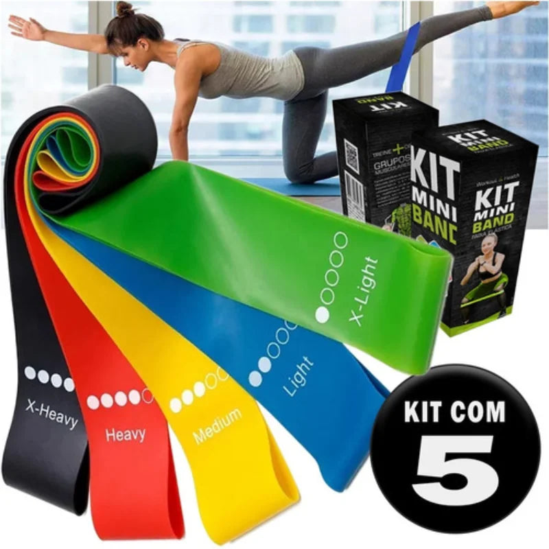 Kit de 5 Mini Faixas Elásticas Ideal para Exercício