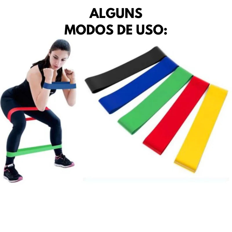 Kit de 5 Mini Faixas Elásticas Ideal para Exercício