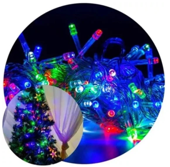 Cordão de Luz Natal Pisca Pisca 100 Led 9m 8 Funções