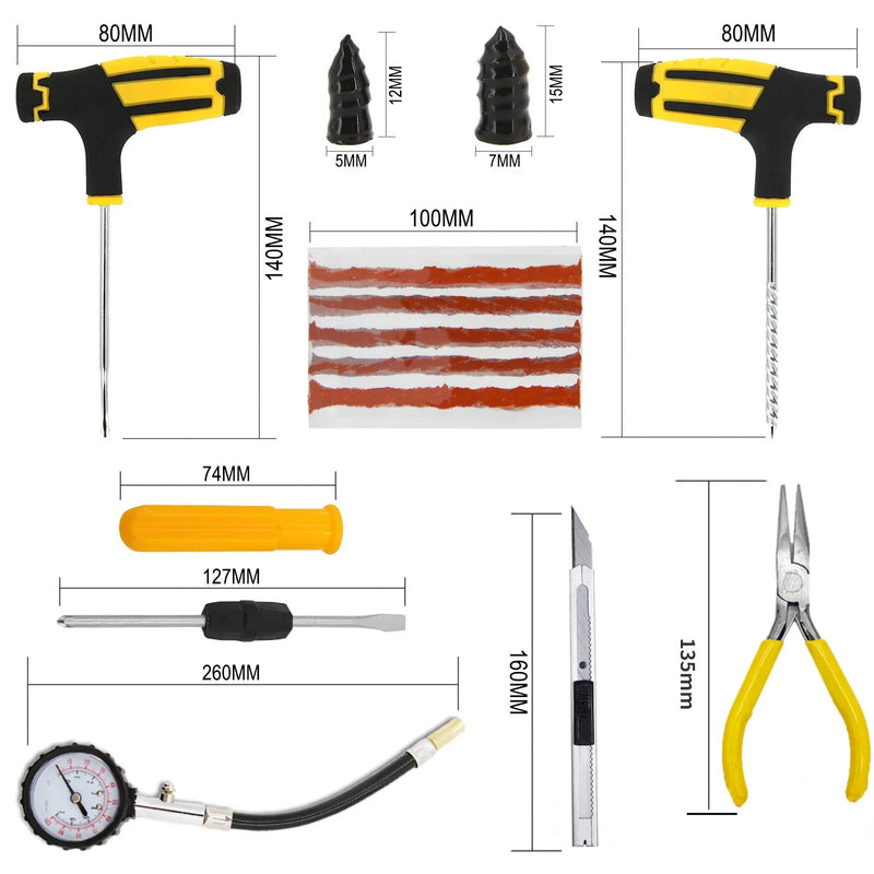 Kit de reparo de pneu de carro, Ferramentas de plugue