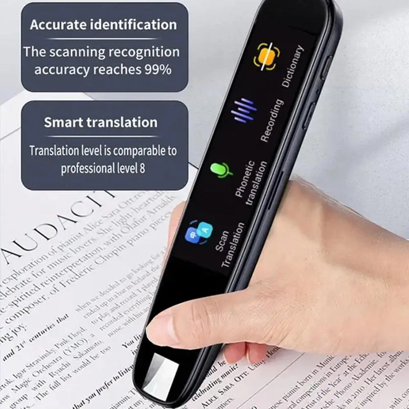 caneta scanner, dicionário, gravação, tradução fonética e scanner tradutor