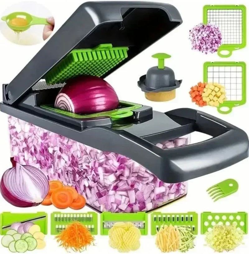 Chopper Vegetal Multifuncional com Cesta, Fatiador de Frutas, Triturador de Batata e Cenoura, Moer Gadgets, Quente, 14 em 1, 16 em 1