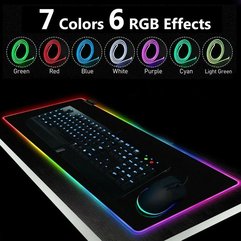 Mouse Pad Gamer Iluminado Rgb Led 80x30cm Preto