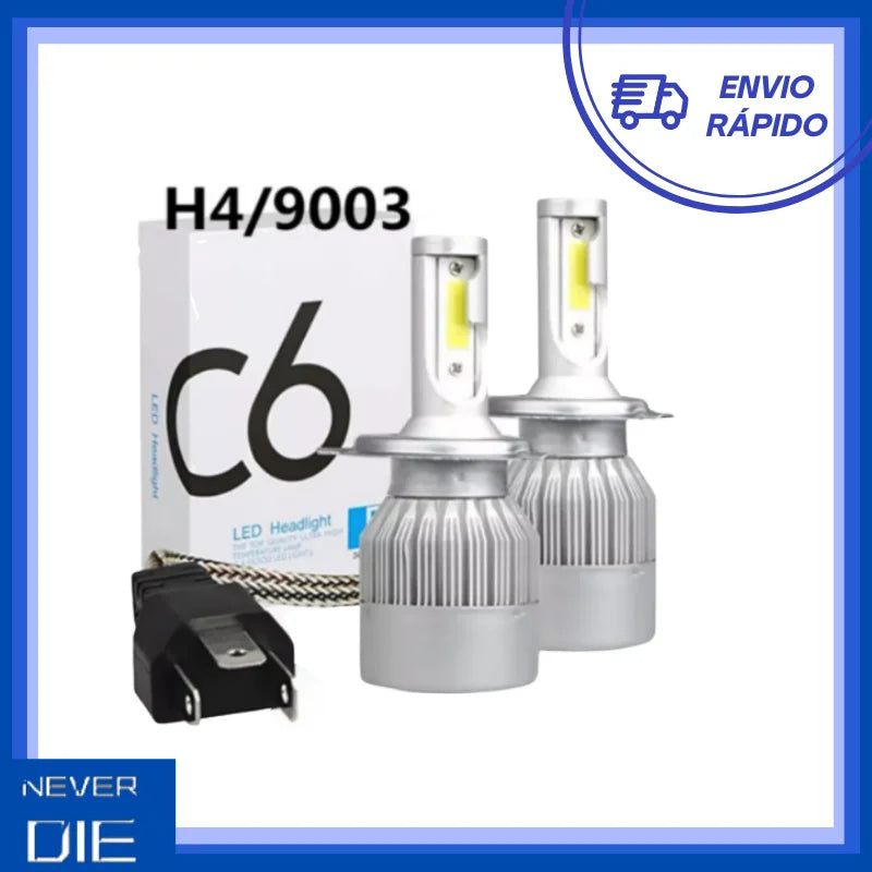 Par Lâmpadas H4/H7H11/H1/HB3/9005Super Led Top 6000K 7200 Lumens C6